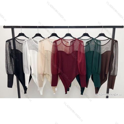 Body elegantný dlhý rukáv dámske (XS/S/M ONE SIZE) TALIANSKA MÓDA IMM25M44059