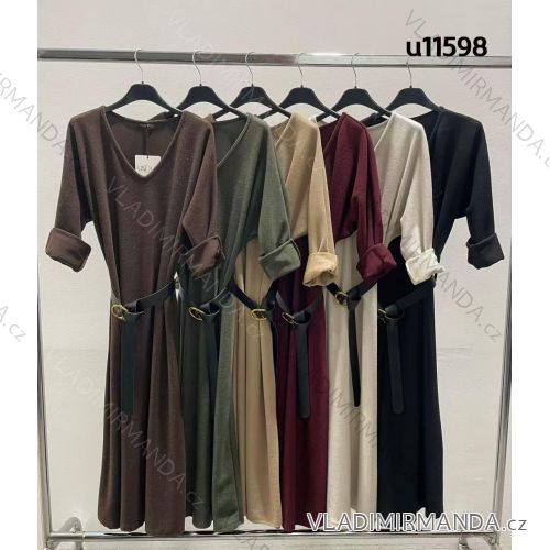 Šaty teplé s opaskom dlhý rukáv dámske (XS/S/M ONE SIZE) TALIANSKA MÓDA IMM25M11598