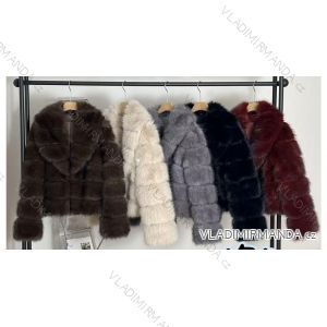 Kabátik zimný chlpatý dlhý rukáv dámsky (XS/S/M ONE SIZE) TALIANSKA MÓDA IMM25M9503