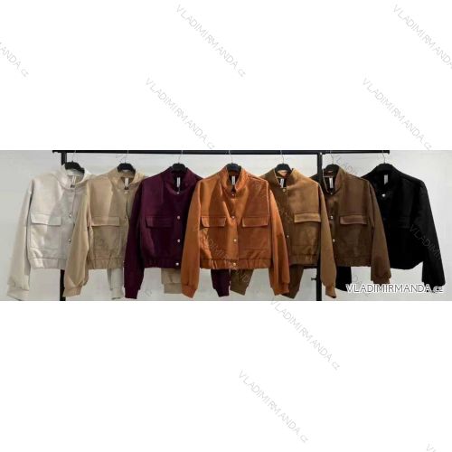 Bunda koženková dlhý rukáv dámska (XS/S/M ONE SIZE) TALIANSKA MÓDA IMM25M86273
