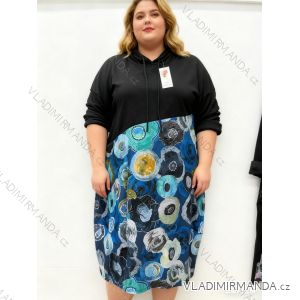 Šaty mikinové s kapucí dlhý rukáv dámske nadrozmer (50/52/54 ONE SIZE) TALIANSKA MÓDA IM425735