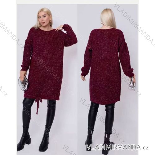 Šaty svetrové dlouhý rukáv dámske nadrozměr  (46/48/50  ONE SIZE) TALIANSKA MÓDA IM425736