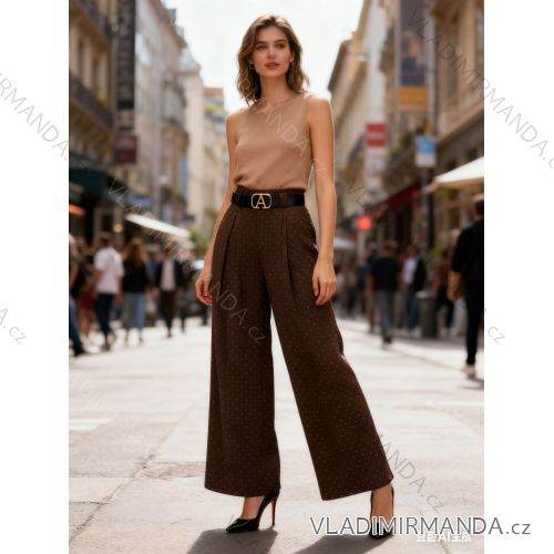 Nohavice elegantné s opaskom dámske nadrozmer (42/44/46 ONE SIZE) TALIANSKA MÓDA IM425747