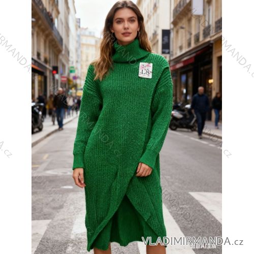 Šaty voľnočasové teplé s rolákem dlhý rukáv dámske nadrozmer (50/52/54 ONE SIZE) TALIANSKA MÓDA IM425771