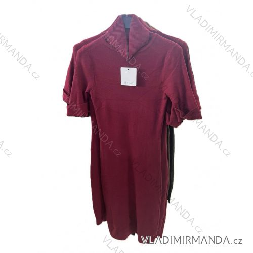 Šaty úpletové s rolákom krátky rukáv dámske (XS/S/M ONE SIZE) TALIANSKA MÓDA IMM25M5151