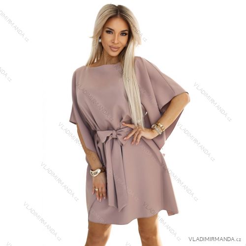 Šaty elegantný motýlkové dlhý rukáv dámske (S/M ONE SIZE) TALIANSKA MÓDA NUNM25287-37/DU S / M tmavo staroružová