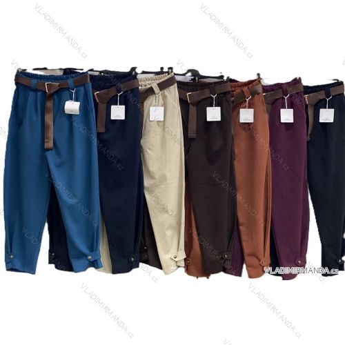 Nohavice dlhé elegantné s opaskom dámske (S/M/L ONE SIZE) TALIANSKA MÓDA IMC25428