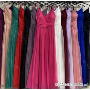 Šaty dlhé spoločenské trblietavé tylové na ramienka dámske (S/M ONE SIZE) TALIANSKA MÓDA IMC24438