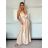 Šaty dlhé elegantné variabilné vázánie bez rukávov dámske satén (S/M ONE SIZE) TALIANSKA MÓDA IMPDY24MDUE991505