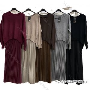 Súprava úpletová šaty so svetrom dámska nadrozmer (42/44/46 ONE SIZE) TALIANSKA MÓDA IMC25518