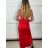 Šaty dlhé elegantné spoločenské na ramienka dámske (S/M ONE SIZE) TALIANSKA MÓDA IMPBB25C32690/DR -   červená -   S/M/L