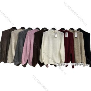 Svetr pletený dlouhý rukáv dámský nadrozměr (48/50/52 ONE SIZE) ITALSKÁ MÓDA IMC25533