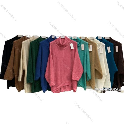 Sveter pletený s rolákom dlhý rukáv dámsky nadrozmer (54/56/58 ONE SIZE) TALIANSKA MÓDA IMC25537