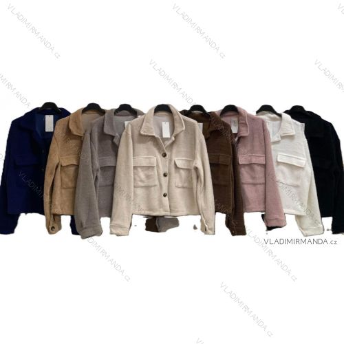 Kabátik teplý s vreckami dlhý rukáv dámsky nadrozmer (44/46/48 ONE SIZE) TALIANSKA MÓDA IMC25543