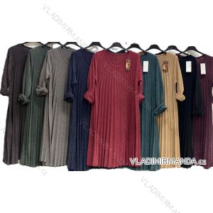 Šaty teplé skladané dlhý rukáv dámske nadrozmer (48/50/52 ONE SIZE) TALIANSKA MÓDA IMC25546