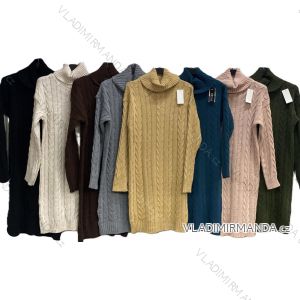 Šaty pletené s rolákom dlhý rukáv dámske nadrozmer (48/50/52 ONE SIZE) TALIANSKA MÓDA IMC25558