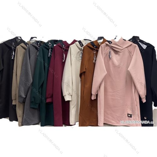 Mikina predĺžená teplá s kapucňou dlhý rukáv dámska nadrozmer (46/48/50 ONE SIZE) TALIANSKA MÓDA IMC25564