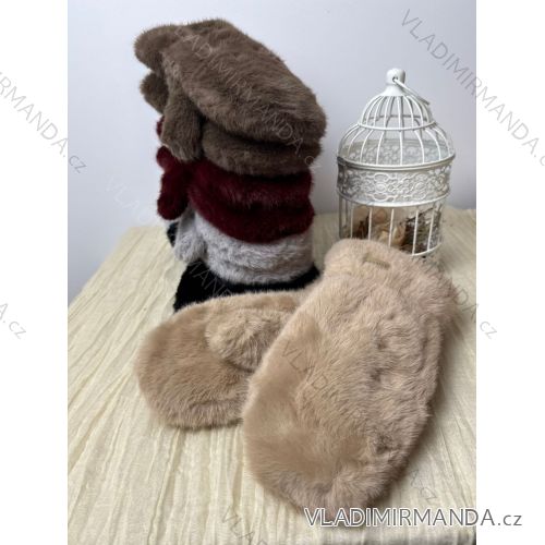 Rukavice palčiaky zimné s kožúškom dámske (ONE SIZE) BEST EMILIE LIS25ST-502