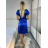 Šaty krátke saténové spoločenské krátky rukáv dámske (S/M/L ONE SIZE) TALIANSKA MÓDA IM3251118/DU S/M/L modrá kráľovská