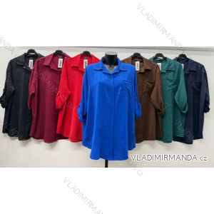 Košeľa klasik trblietavá 3/4 dlhý rukáv dámska nadrozmer (54/56/58 ONE SIZE) TALIANSKA MÓDA IM425798