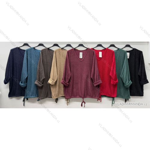 Sveter tenký trblietavý dlhý rukáv dámsky nadrozmer (54/56/58 ONE SIZE) TALIANSKA MÓDA IM425800