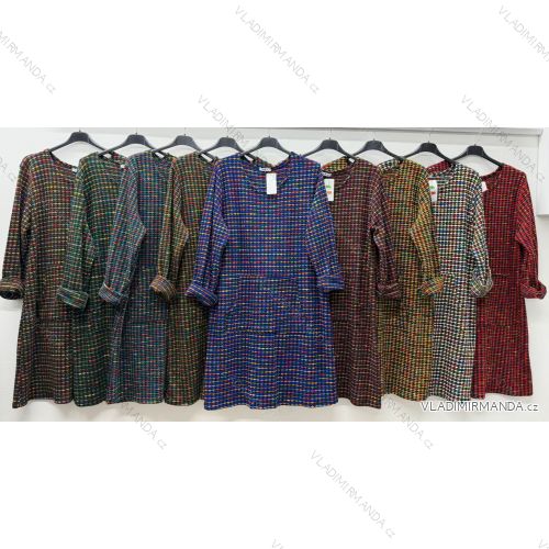 Šaty teplé dlhý rukáv dámske nadrozmer (50/52/54 ONE SIZE) TALIANSKA MÓDA IM425802