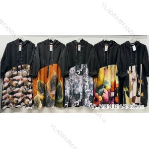 Šaty mikinové dlhý rukáv dámske nadrozmer (54/56/58 ONE SIZE) TALIANSKA MÓDA IM425804