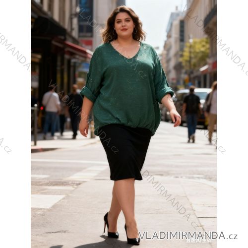 Blúzka elegantný dlhý rukáv dámska nadrozmer (54/56/58 ONE SIZE) TALIANSKA MÓDA IM425810