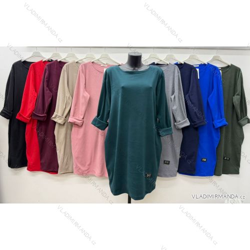 Šaty teplé dlhý rukáv dámske nadrozmer (50/52/54 ONE SIZE) TALIANSKA MÓDA IM425811