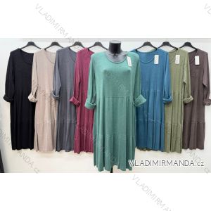Šaty teplé dlhý rukáv dámske nadrozmer (50/52/54 ONE SIZE) TALIANSKA MÓDA IM425812
