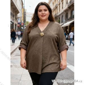 Blúzka elegantný dlhý rukáv dámska nadrozmer (50/52/54 ONE SIZE) TALIANSKA MÓDA IM425817