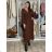 Šaty dlhé skladané s opaskom dlouhý rukáv dámske ZITA (S/M/L ONE SIZE) TALIANSKA MÓDA IMWAX2510680/DUR S/M/L hnedá