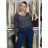 Svetr úpletový dlhý rukáv dámsky MONA (S/M/L) TALIANSKA MODA MB2125CV715-4/DUR černá S/M/L