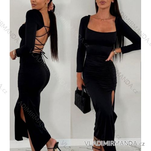 Šaty spoločenské elegantný dlhý rukáv dámske (XS/S/M ONE SIZE) TALIANSKA MÓDA IMM25M30244