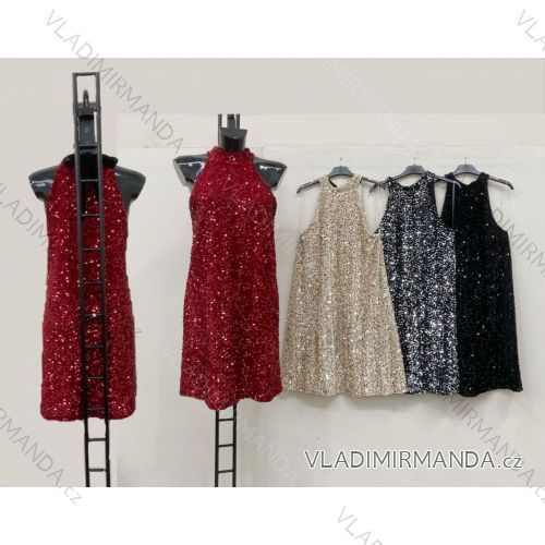 Šaty spoločenské elegantné trblietavé bez rukávov dámske (XS/S/M ONE SIZE) TALIANSKA MÓDA IMM25M24711