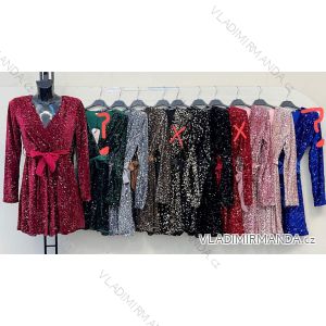 Šaty spoločenské elegantné trblietavé dlhý rukáv dámske (XS/S/M ONE SIZE) TALIANSKA MÓDA IMM25M26139