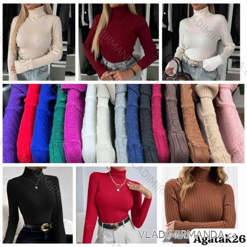 Sveter teplý rebrovaný s rolákom dlhý rukáv dámsky (S/M/L ONE SIZE) TALIANSKA MODA IMWKA259897