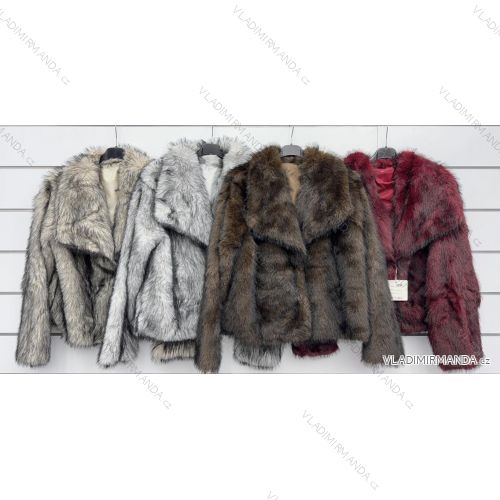 Kabátik zimný chlpatý dlhý rukáv dámsky (S/M/L ONE SIZE) TALIANSKA MÓDA IMWKK2511765