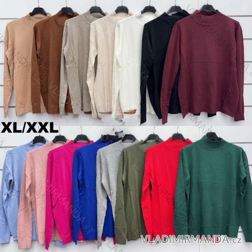 Sveter úpletový dlhý rukáv dámsky nadrozmer (XL/2XL ONE SIZE) TALIANSKA MÓDA IMWKK2511771