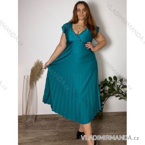 Šaty elegantné skládané krátký rukáv dámske LISA (M/L/XL ONE SIZE) TALIANSKA MóDA IM4251144