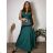 Šaty elegantné dlouhé bez rukávu rukávu dámske SARA (M/L/XL ONE SIZE) TALIANSKA MóDA IM4251146/DUR zelená lipová M/L/XL