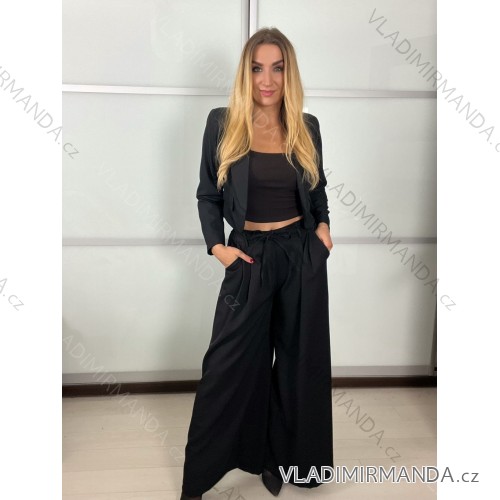 Nohavice dlhé s opaskom dámske (S/M/L ONE SIZE) TALIANSKA MÓDA IMM25M12825/DU -   čierna
 -   S/M/L
