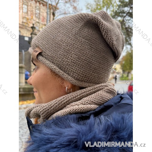 Čiapka nákrčník súprava zimná dámska (ONE SIZE) POLSKÁ VÝROBA PV820056/DR světle hnědá one size