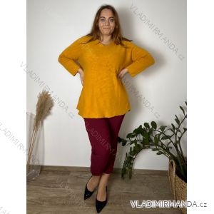 Sveter úpletový dlhý rukáv dámsky nadrozmer (54/56/58 ONE SIZE) TALIANSKA MÓDA IMC25366