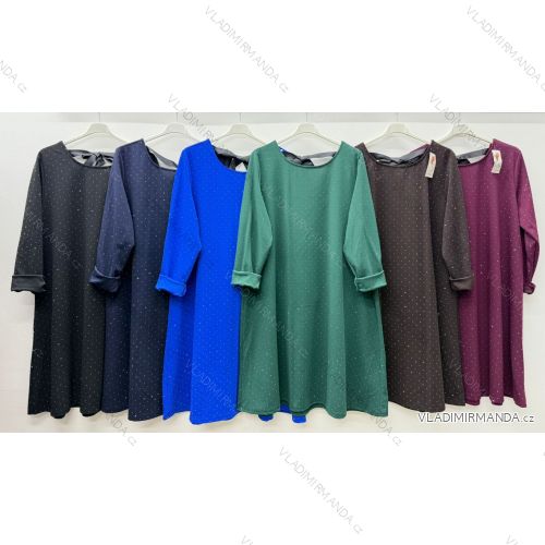 Šaty elegantné teplé dlhý rukáv dámske nadrozmer (52/54/56 ONE SIZE) TALIANSKA MÓDA IM425832