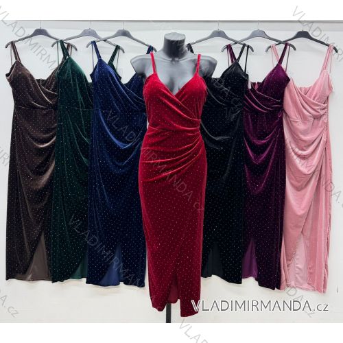 Šaty spoločenské trblietavé na ramienka dámske (S/M/L ONE SIZE) TALIANSKA MÓDA IM425839