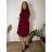 Šaty teplé voľnočasové dlhý rukáv dámske nadrozmer ANNA (44/46/48 ONE SIZE) TALIANSKA MÓDA IM425685/DUR vínová 44/46/48