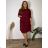 Šaty teplé voľnočasové dlhý rukáv dámske nadrozmer ANNA (44/46/48 ONE SIZE) TALIANSKA MÓDA IM425685/DUR vínová 44/46/48