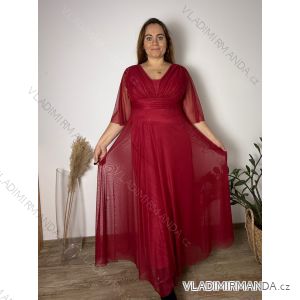 Šaty společenské dlhé dlhý rukáv dámske nadrozmer BARBARA (42/44/46 ONE SIZE) TALIANSKA MÓDA IMWMY251113/DU