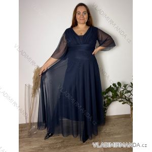 Šaty společenské dlhé dlhý rukáv dámske nadrozmer BARBARA (42/44/46 ONE SIZE) TALIANSKA MÓDA IMWMY251113